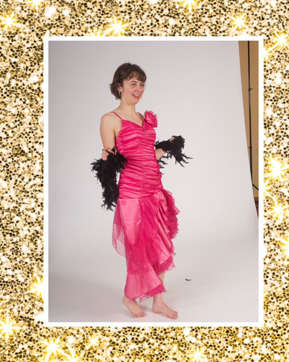 Pinkes Abendkleid mit Tülldetails