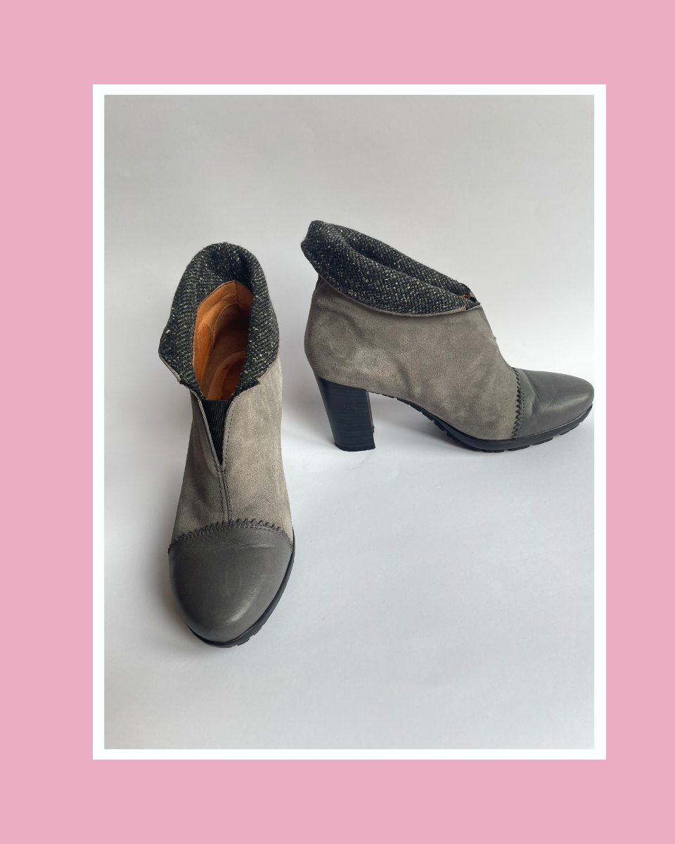 Graue Stiefeletten mit glitzer Krempe, Produktfoto